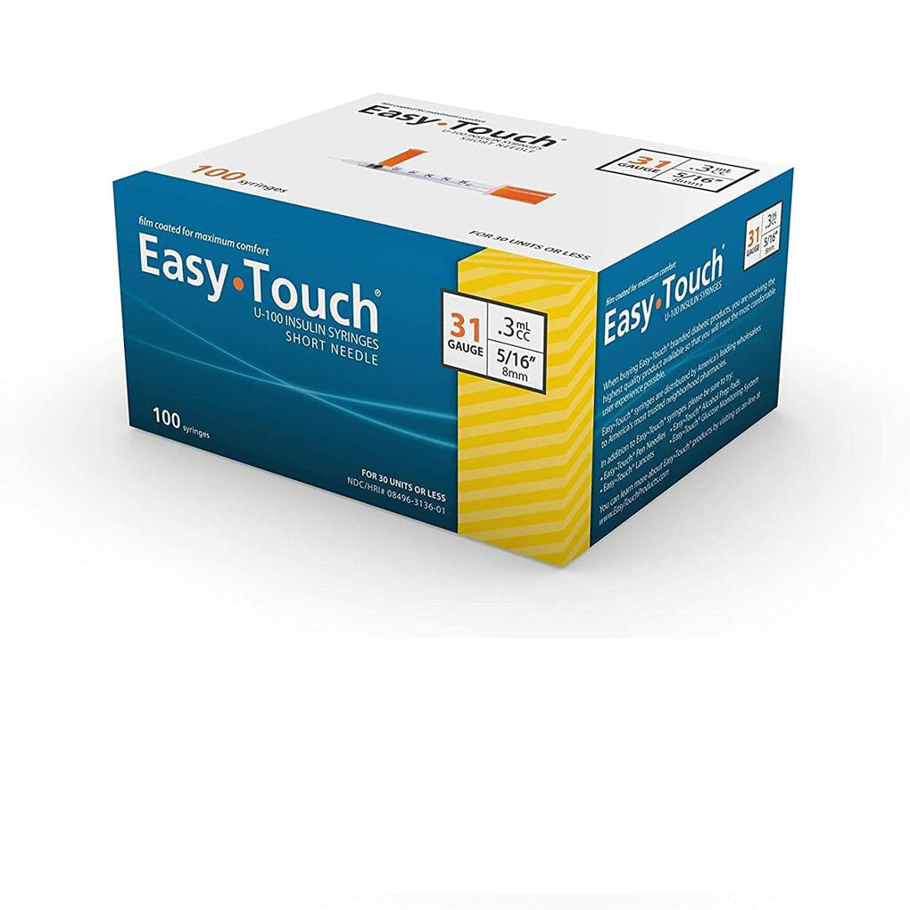 (30 units or less) Easy Touch U-100 Syringe with Needle, 31G 0.3cc 5/16-Inch